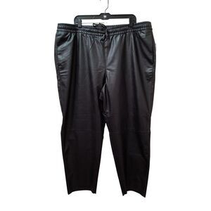 Old Navy High-Waisted Billie Faux-Leather Ankle Trouser Women XXL Black 40x27.5